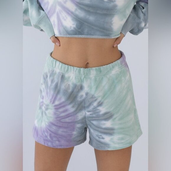 Aritzia TNA Cozy Fleece Perfect High Rise 3” Sweat Shorts Ombre Navy Grey XS - Picture 4 of 15